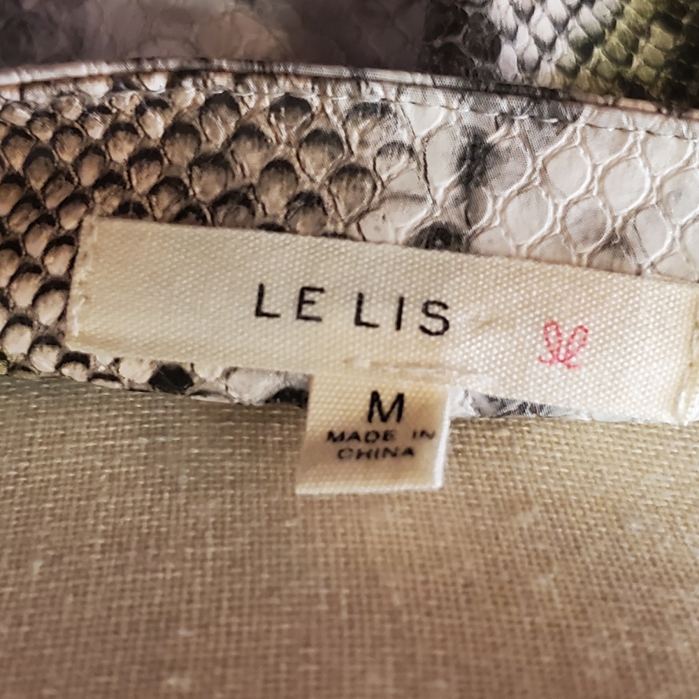 Le Lis Faux Leather Multi-Color Snakeskin Print Mini Skirt, Medium - Picture 14 of 15